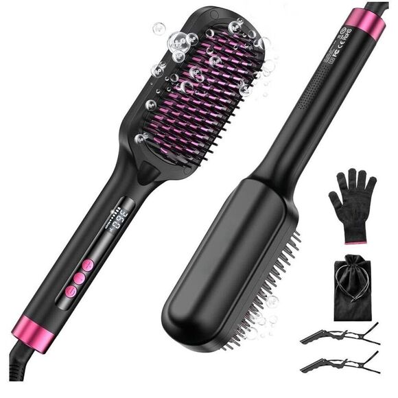 BRAND NEW 30s Fast Heated Negative Ionic Hair Straightening Brush,Global Voltage - Picture 1 of 9